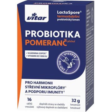 Vitar Probiotice + fibre + vit.C, D 16 pliculețe