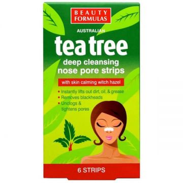 Beauty Formulas Tea Tree, benzi de curățare profundă a nasului, 6 bucăți
