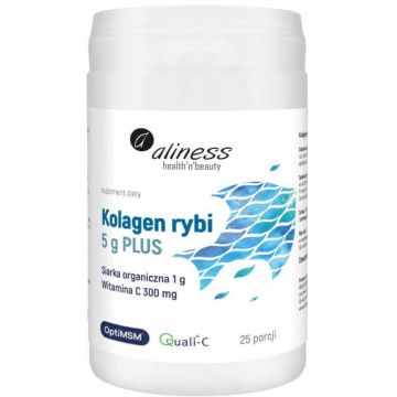 Colagen de pește 5000 mg PLUS sulf OptiMSM vit C, 25 porții pulbere Aliness