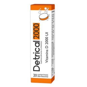 Detrical D3 2000 UI, 20 comprimate efervescente, Zdrovit 