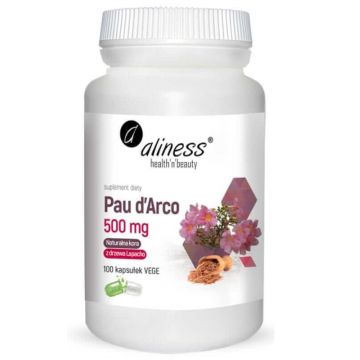 Pau d'Arco (pulbere de scoarță Lapacho) 500mg (100 capsule) Aliness