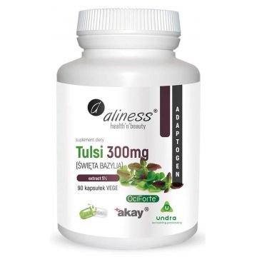 Tulsi (busuioc sfânt) extract 5% 300 mg (90 capsule) Aliness
