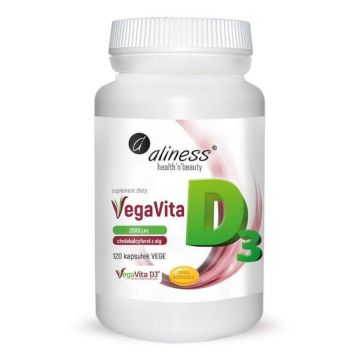 Vitamina D3 naturală cu ALG 2000j.m. 120vcaps Aliness