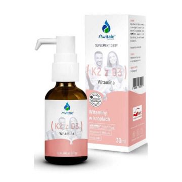 Vitamina K2 cu D3 picături - 25µg/1000IU - Avitale, 30 ml