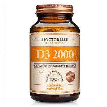 Doctor Life, Vitamina D3 2000, în ulei de măsline, 250 capsule