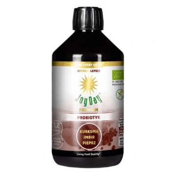 Joy Day Premium Probiotic, Turmeric, Ghimbir, Piper, băutură organică, 500 ml
