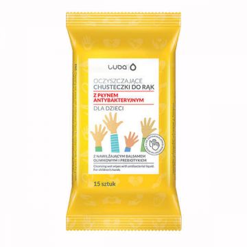 Luba, șervețele umezite pentru mâini cu lichid antibacterian pentru copii, 15 bucăți