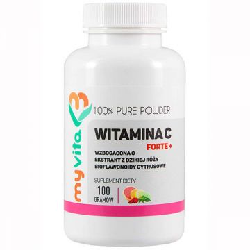 MyVita, Vitamin C Forte Plus, bioflavonoide, extract de trandafir, pulbere, 100 g
