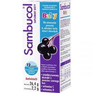 Sambucol Baby, pentru sugari după 6 luni, copii și adulți, 12 pliculețe