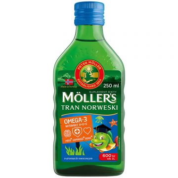 Ulei de pește norvegian, peste 3 ani, aromă fructată, 250 ml, Möller's