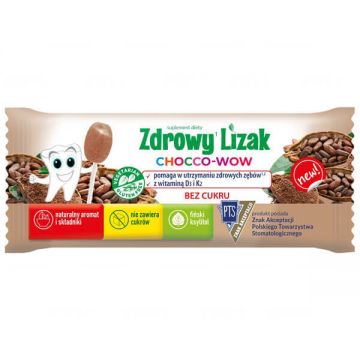 Acadea sănătoasă Chocco-Wow Lollipop, aromă de cacao, 1 bucată