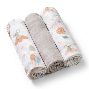 BabyOno Natural Bamboo, scutece din fibre naturale de bambus, 70 x 70 cm, bambus, colorate, 3 bucăți