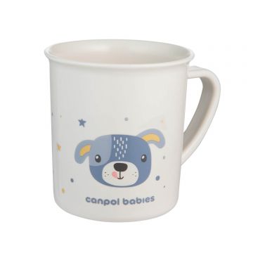 Canpol Babies, pahar de plastic cu ureche, animale drăguțe, cățeluș albastru, de la 12 luni, 170 ml