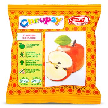 Crispy Natural Crisps, chipsuri uscate din mere cu aromă de mango, 18 g