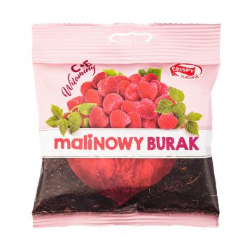 Crispy Natural Raspberry Beetroot, chipsuri de sfeclă uscată cu suc de zmeură și vitaminele C și E, 18 g