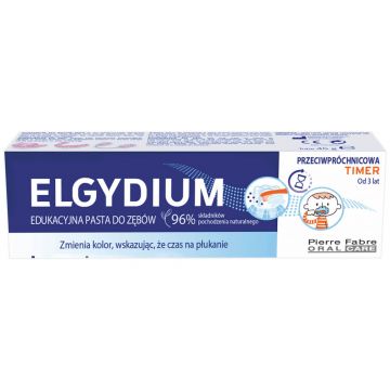 Elgydium Timer, pastă de dinți educativă cu schimbare de culoare, anti-caries, de la 3 ani, 50 ml