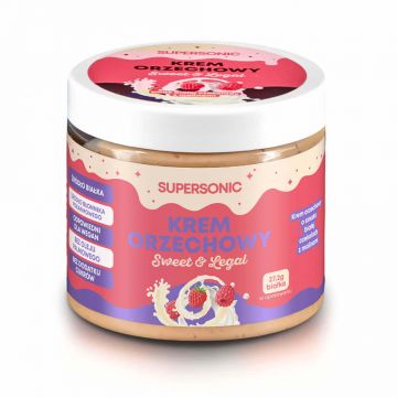 Supersonic, cremă de alune, aromă de ciocolată albă cu zmeură, 160 g