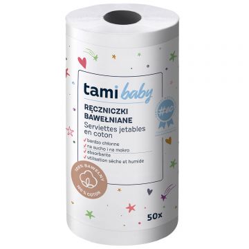 Tami MyBaby, prosoape din bumbac pentru nou-născuți și copii, în rolă, 50 bucăți