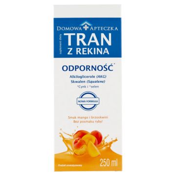 Ulei de rechin, pentru copii cu vârsta peste 3 ani și adulți, cu aromă de mango și piersici, 250 ml