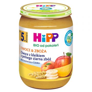 HiPP Fruit and Cereals Bio, terci de fructe cu cereale integrale, după 5 luni, 190 g