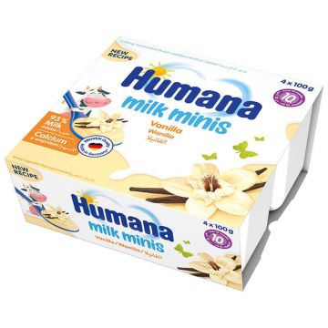 Humana Milk Minis Dessert, budincă de vanilie, după 10 luni, 4 x 100 g