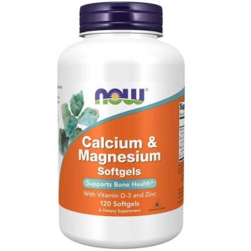 Now Foods, Calciu și magneziu, 120 capsule gel