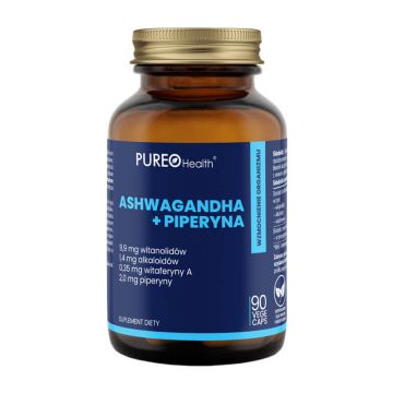 Pureo Health Ashwagandha + piperină, 90 capsule vegetale
