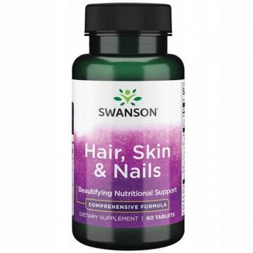 Swanson Hair, Skin & Nails, păr, piele, unghii, 60 comprimate