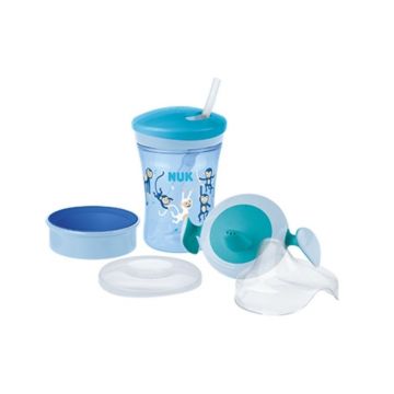 NUK Evolution All In 1, Set Cani invatare, albastru, 6 luni+, 230ml