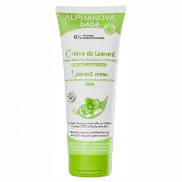 Alphanova Bebe, BIO Liniment, cremă hidratantă și de curățare 4 în 1, 200 ml
