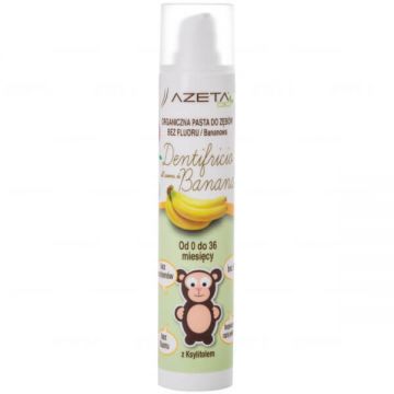 Azeta Bio, pastă de dinți organică pentru copii, 0-36 luni, fără fluor, banană, 50 ml