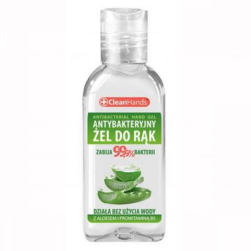 CleanHands, gel de mâini antibacterian cu aloe vera și Provitamina B5, 50 ml
