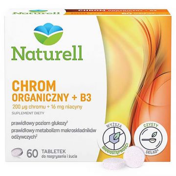 Naturell Organic Chromium + B3, 60 comprimate masticabile