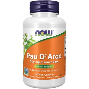 Now Foods Pau D'Arco 500 mg, lapacho, 100 capsule vegetariene