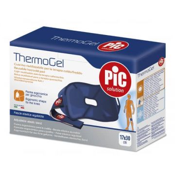 Pic Solution ThermoGel, compresă gel pentru genunchi, cu curea, 17 cm x 30 cm, 1 buc