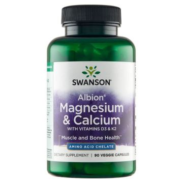 Swanson Albion Magnesium & Calcium, chelat de magneziu și calciu, 90 capsule