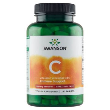 Swanson C, vitamina C 500 mg cu măceșe, 250 comprimate cu eliberare prelungită
