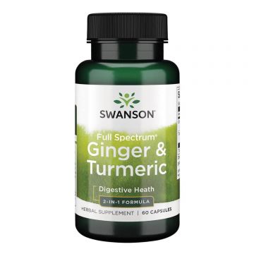 Swanson Full Spectrum Ginger & Turmeric, ghimbir și turmeric, 60 capsule