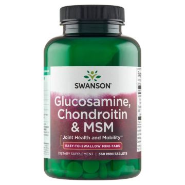 Swanson Glucosamine Chondroitin & MSM, glucozamină, condroitină și MSM, 360 mini comprimate