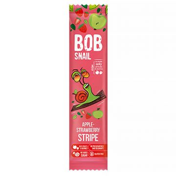 Bob Snail Stripe Fruit Snack, măr, căpșuni, 14 g