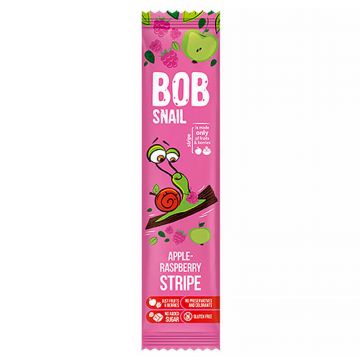 Bob Snail Stripe Fruit Snack, măr, zmeură, 14 g