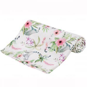 Bocioland, scutec din bambus, înveliș, 120 cm x 120 cm, lemuri, 1 buc