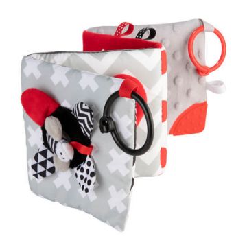 Canpol Babies, cărticică de învățare cu contrast de pluș, jucării senzoriale, de la naștere, 1 buc