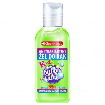CleanHands, gel de mâini antibacterian pentru copii, gumă cu bule, 50 ml
