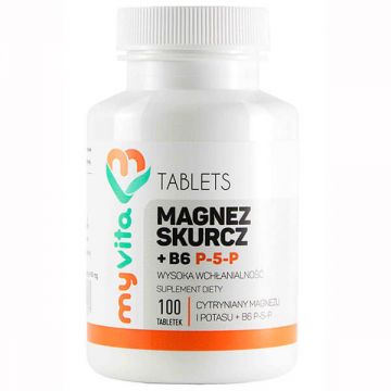 MyVita, contracție de magneziu + vitamina B6 P-5-P, 100 comprimate