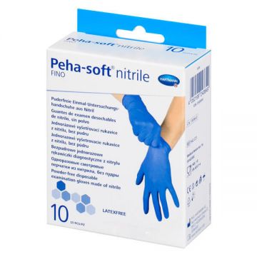 Peha-soft nitrile fino, mănuși din nitril, nesterile, fără pudră, albastre, mărimea S, 10 bucăți