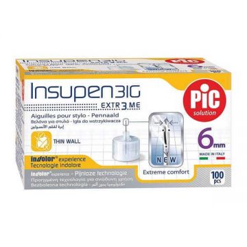 Pic Solution Insupen, ace pentru stilou cu insulină, 31G (0,25 mm) x 6 mm, 100 bucăți