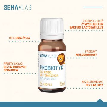 SEMA Lab Probiotic pentru copii din ziua 1, picături, 5 ml