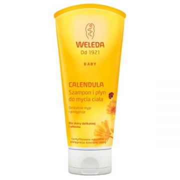 Weleda Calendula, șampon și spălare pentru corp, piele sensibilă, 200 ml