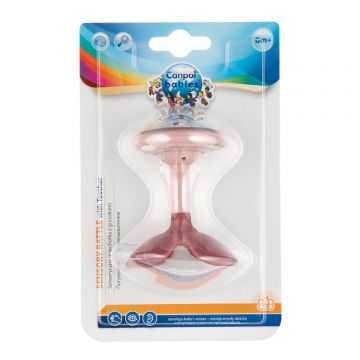 Canpol Babies, zornăitor senzorial cu teether, roz, 56/610, de la naștere, 1 buc